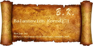 Balassovich Kornél névjegykártya